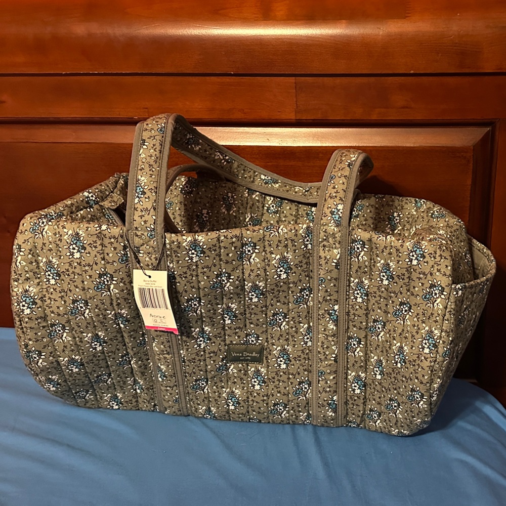 Vera Bradley Floral Travel Bag - Blue and Gray